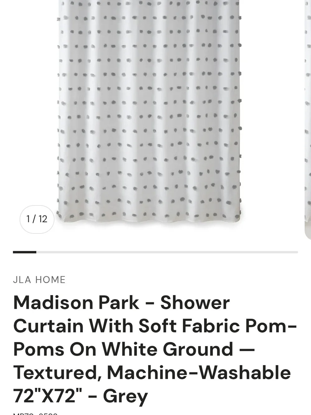 Madison Parm Grey Pom-Pom Shower Curtain